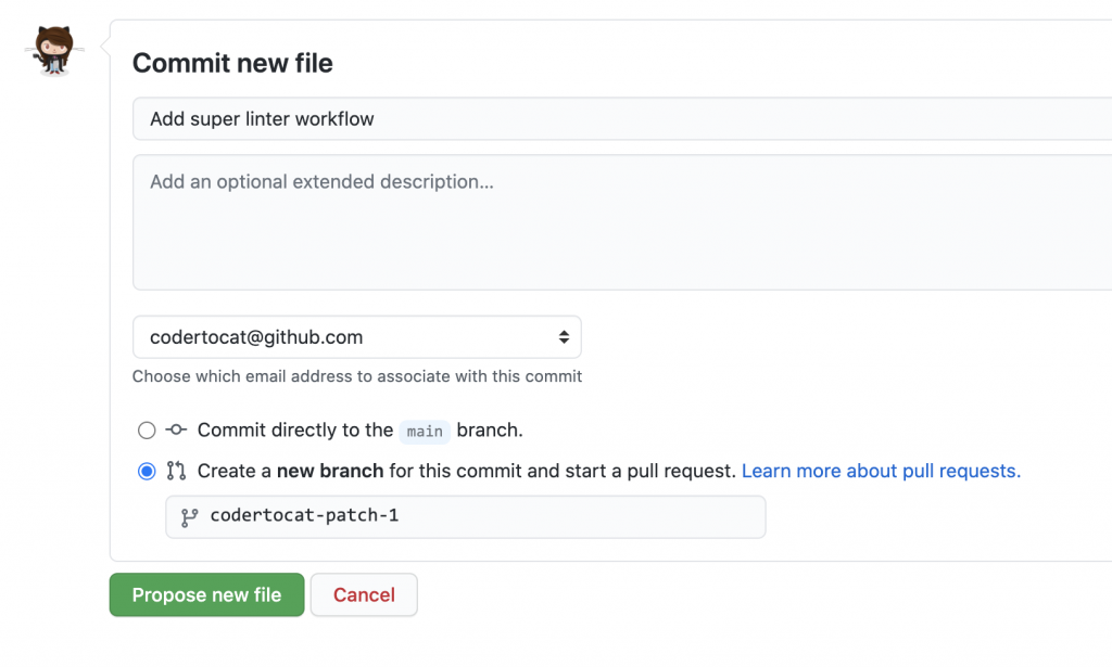 commit workflow file