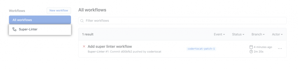 Click on the workflow on sidebar